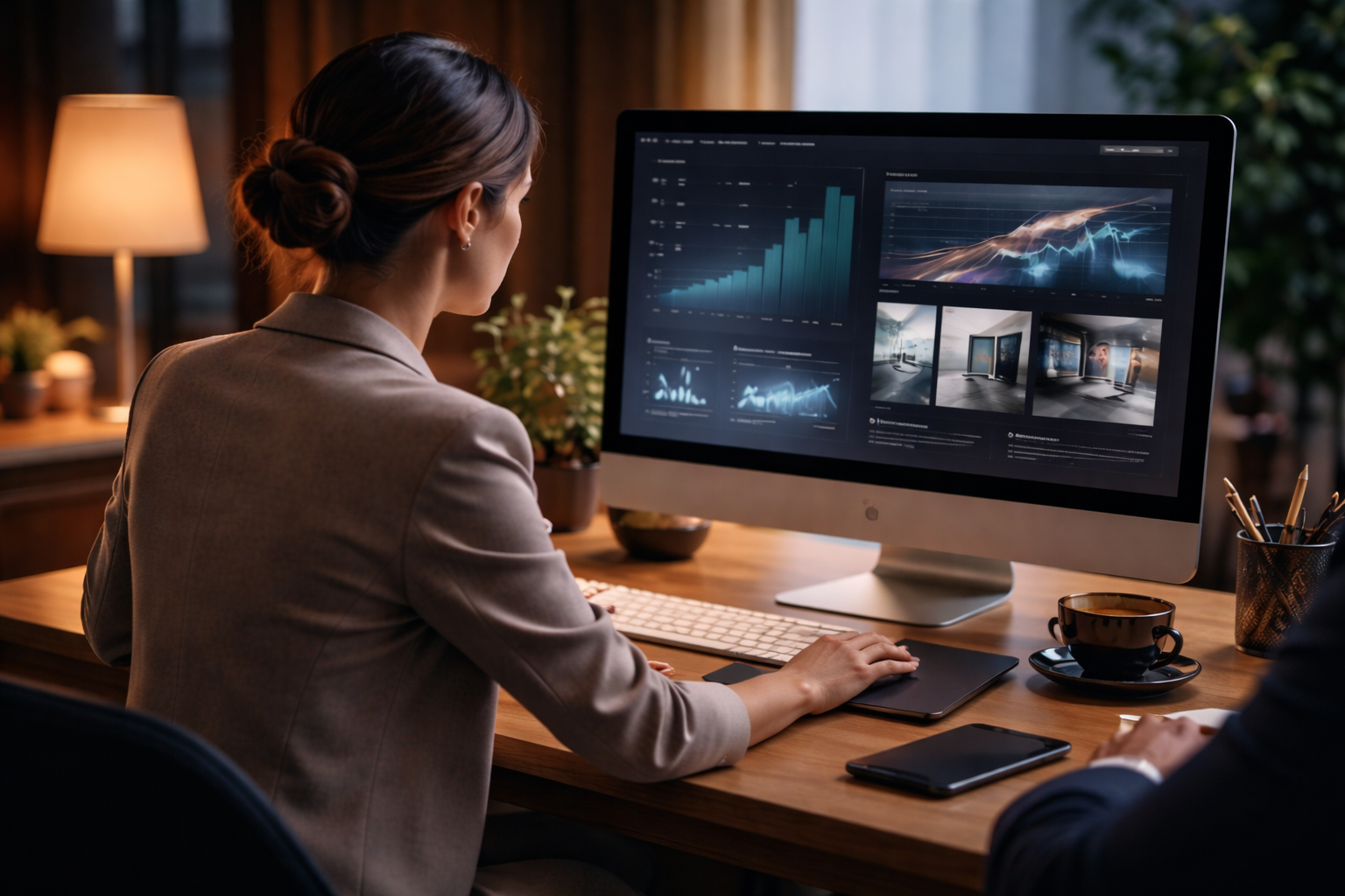 Woman sitting at a computer