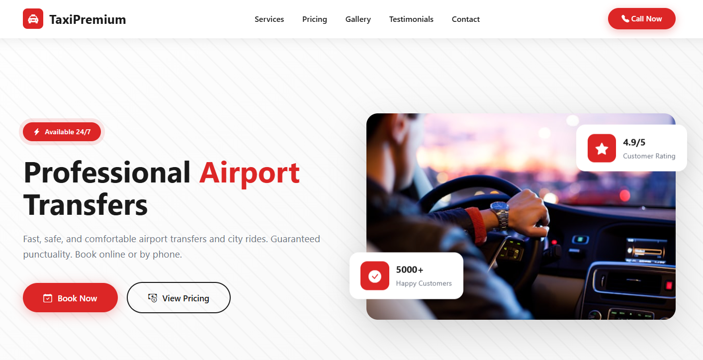 Taxi service — budget-friendly website